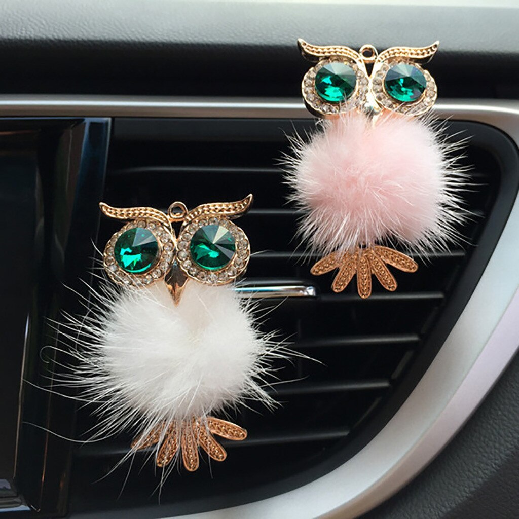 Diamant fourrure hibou voiture désodorisant Auto sortie parfum Clip parfum arôme diffuseur Bling voiture accessoires décor ornements # BL5