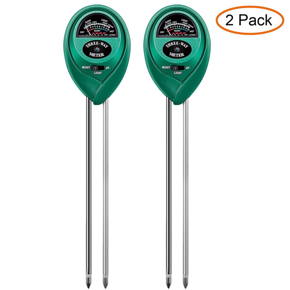 3 in 1 Soil PH Meter Sunlight PH Tester Garden Flowers Soil Moisture Sensor Meter Plants Acidity Humidity PH Monitor Detector: 2 pack