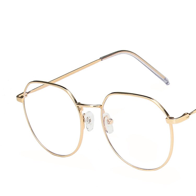 Brilmonturen Anti Blauw Licht Bril Metalen Brillen Frame Computer Bril Vrouwen Ronde Clear Lens Bril: Gold