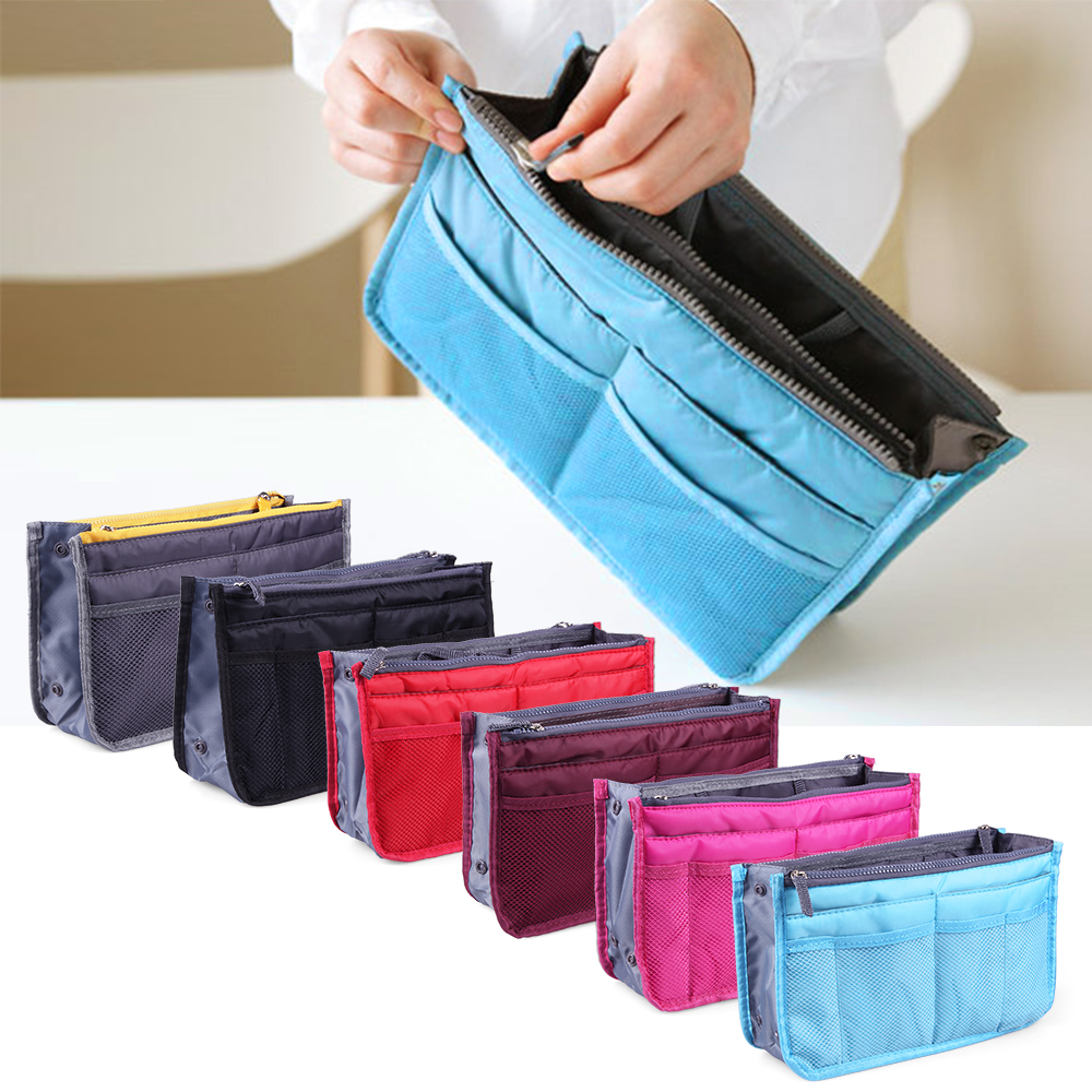 Multi-Pocket Purse Organizer Insert Bag Outdoor Travel Toiletry Cosmetic Bag Handbag Storage Pouch Outdoor Sports For Traveling