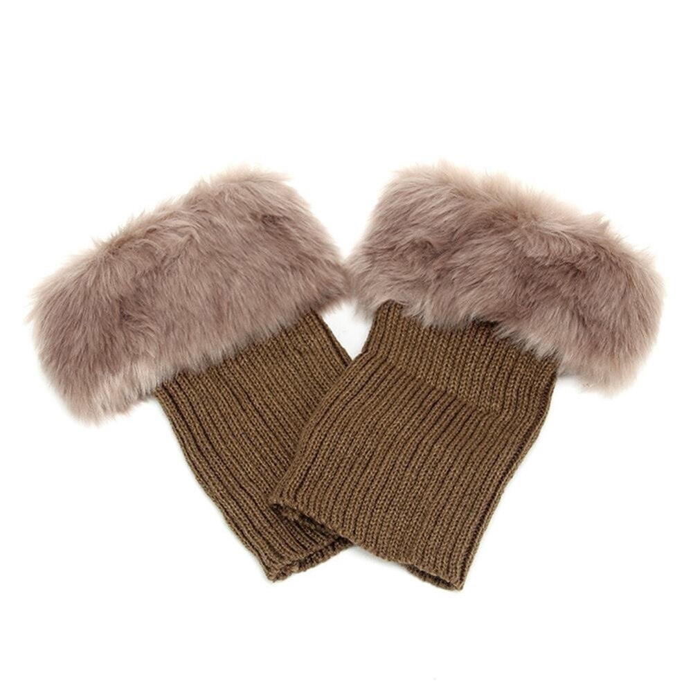 Socks Winter Women Leg Warmers Warm Faux Fur Crochet Knit Leg Warmers Boot Socks Toppers Cuffs For Female Women GIrl