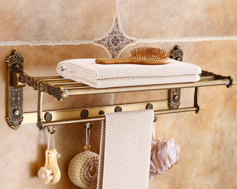 Tuqiu Bad Zubehör Antike Bronze Geschnitzte Aluminium Bad Hardware Handtuch Rack, Papier halter Wc Pinsel Halter, haken