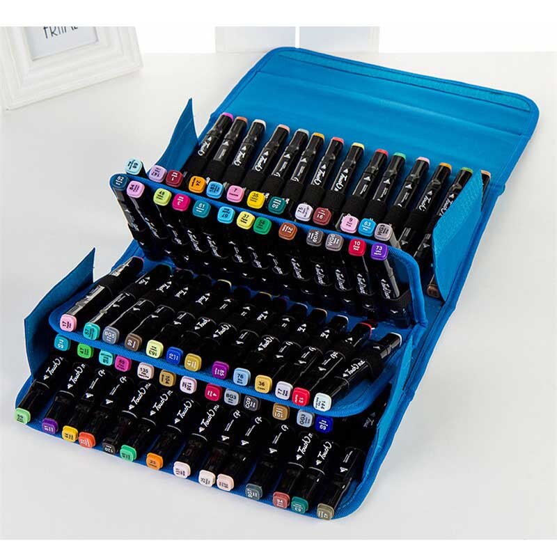 80 Holders Art Marker Carrying Case Lipstick Organizer Canvas Zippered Markers Storage for Copic Marker