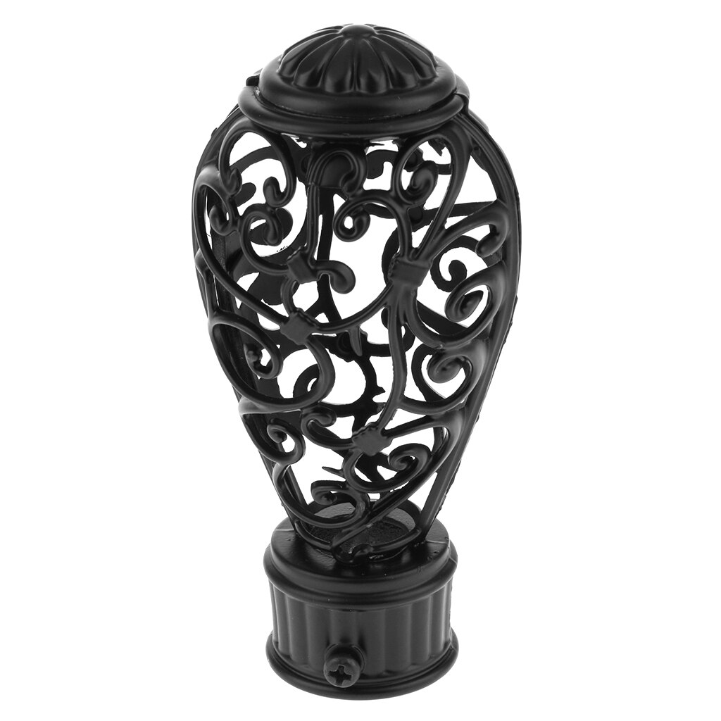 Curtain Pole Finials End Cap Drapery Rail Rod Heads 28mm Dia: Style 2-Black