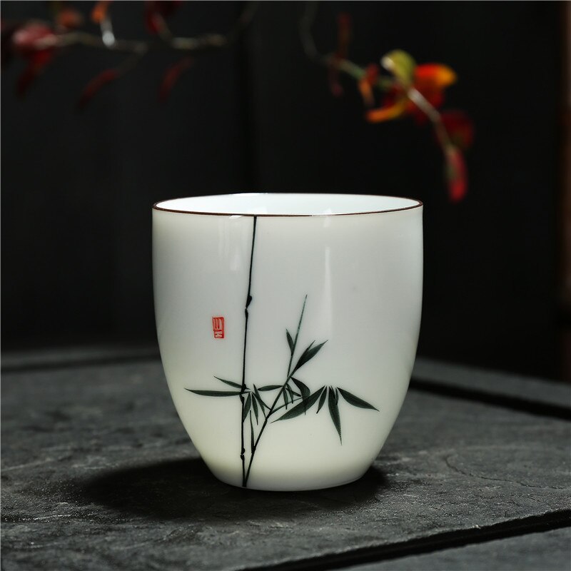 Chanshova tradicional estilo chinês 150ml sob vitrificado mão desenhada padrão cerâmica xícara de chá porcelana porcelana café copos g001: 5