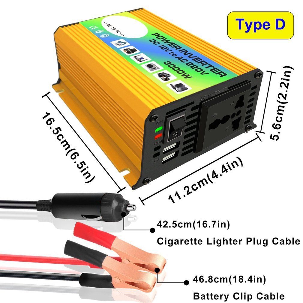 Car Conversion Inverter LED Display Dual USB Yello... – Grandado