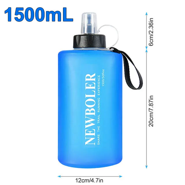 150 ml/250 ml/500 ml Outdoor faltbare Silikon-Bissgröße Wasserflasche Laufen Camping Wandern Reisen praktische Wasserflasche: blaue farbe