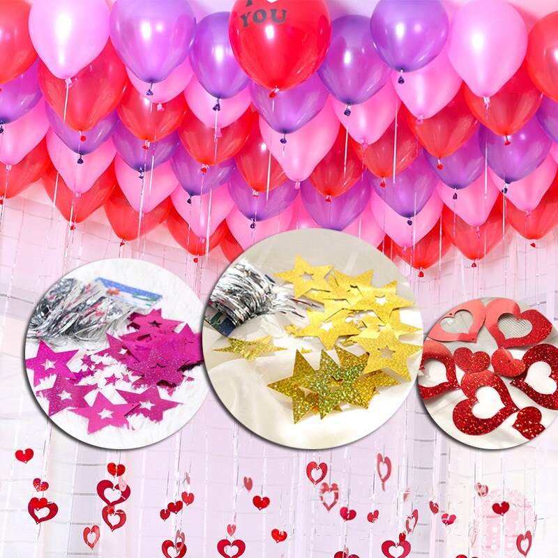 Sweet Five-pointed Star Heart Shaped Rain Balloon Pendant Accessories Romantic Wedding Birthday Party Decoration Supplies