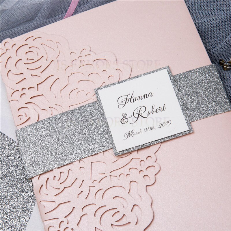Annual meeting card Blank 40pcs pink Lace shape birthday party engagement wedding invitation card