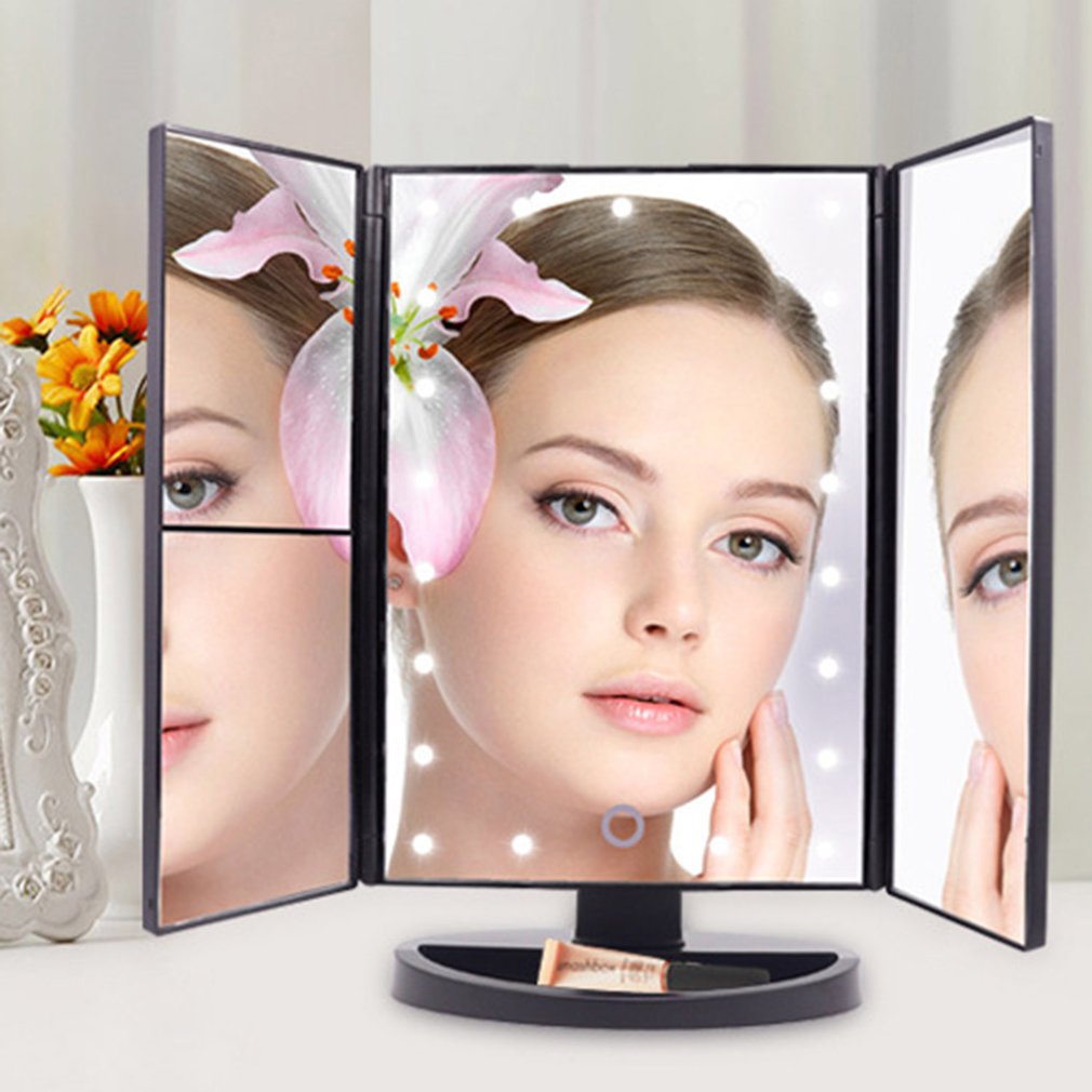 Makeup Mirror LED Touch Screen 22 Light Table Desktop Makeup 2X/3 XMagnifying Mirrors Vanity 3 Folding Adjustable Mirror