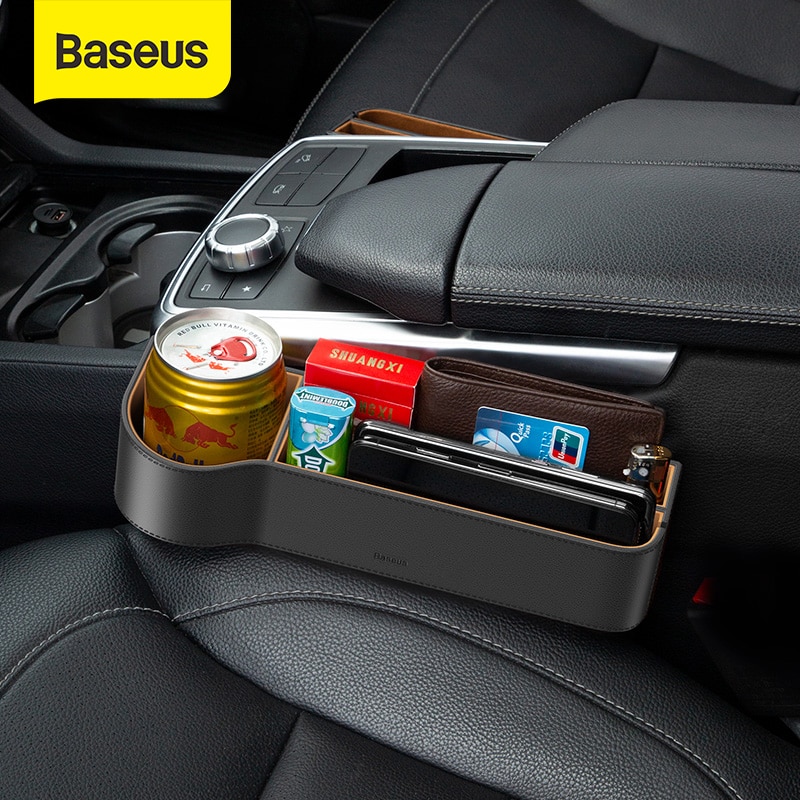 Baseus Auto Seat Gap Organisator Lederen Grote Capaciteit Auto Opbergdoos Pocket Houder Voor Telefoon Airpods Organizer In De Auto