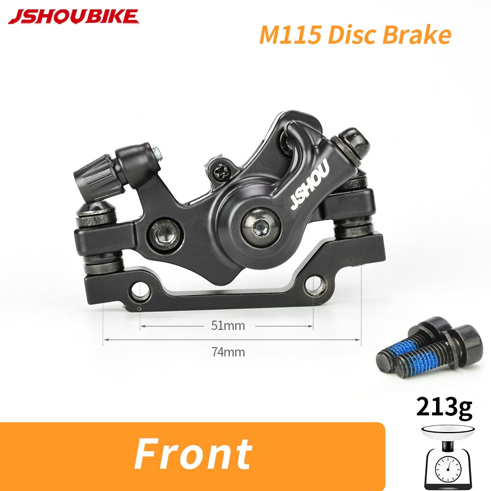 JSHOUBIKE M115 Mountain Bike Line Pull Flat Mount Dual Piston Mechanic Disc Brake 160mm Disc Brake Caliper MTB Accessories: Front