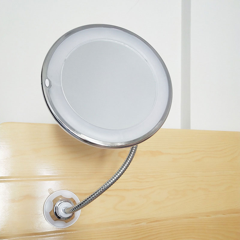 LED Flexible Makeup Mirror 5X 10X Bathroom Wall Hanging Folding Gooseneck Magnifying Mirror Table Stand 360 Rotation Mirrors