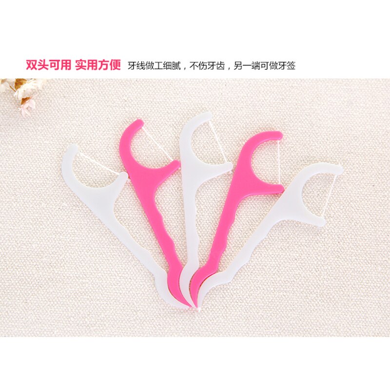 100pcs Bow-shaped ultra-fine dental floss rod teeth cleaning line dental care flat line teeth toothpick Interdental Brush Stick