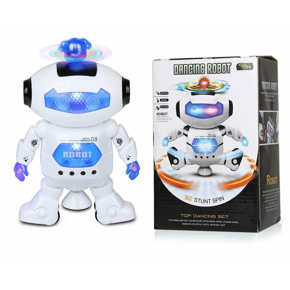 Children'S Toy Robot Neutral Plastic Music Infrared Glow Vocalization 360 Degree Cool Stunts Rotating Wheel: Dancing robot