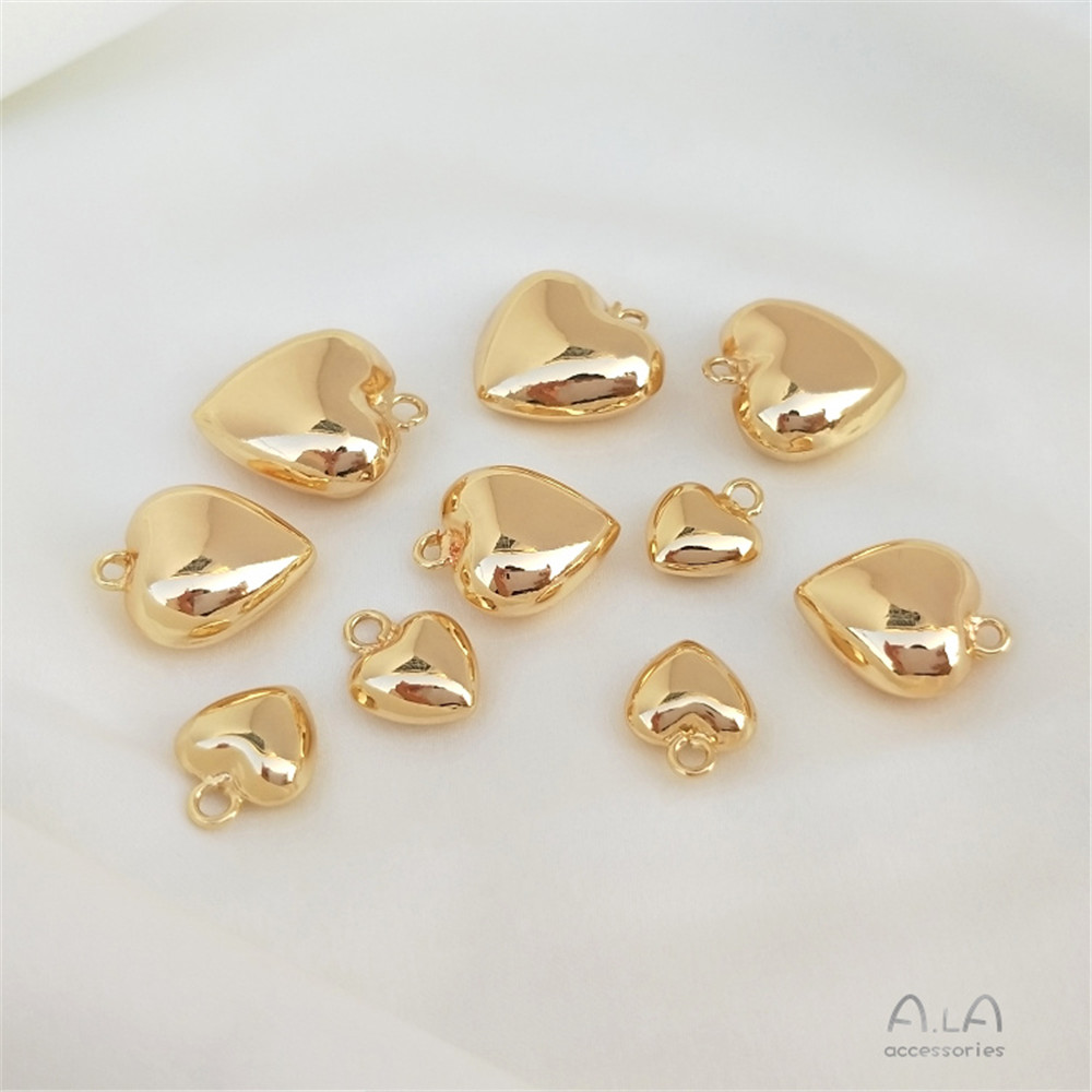 Colgante de corazón brillante chapado en oro de 14 quilates, pulsera artesanal, colgante de collar de clavícula