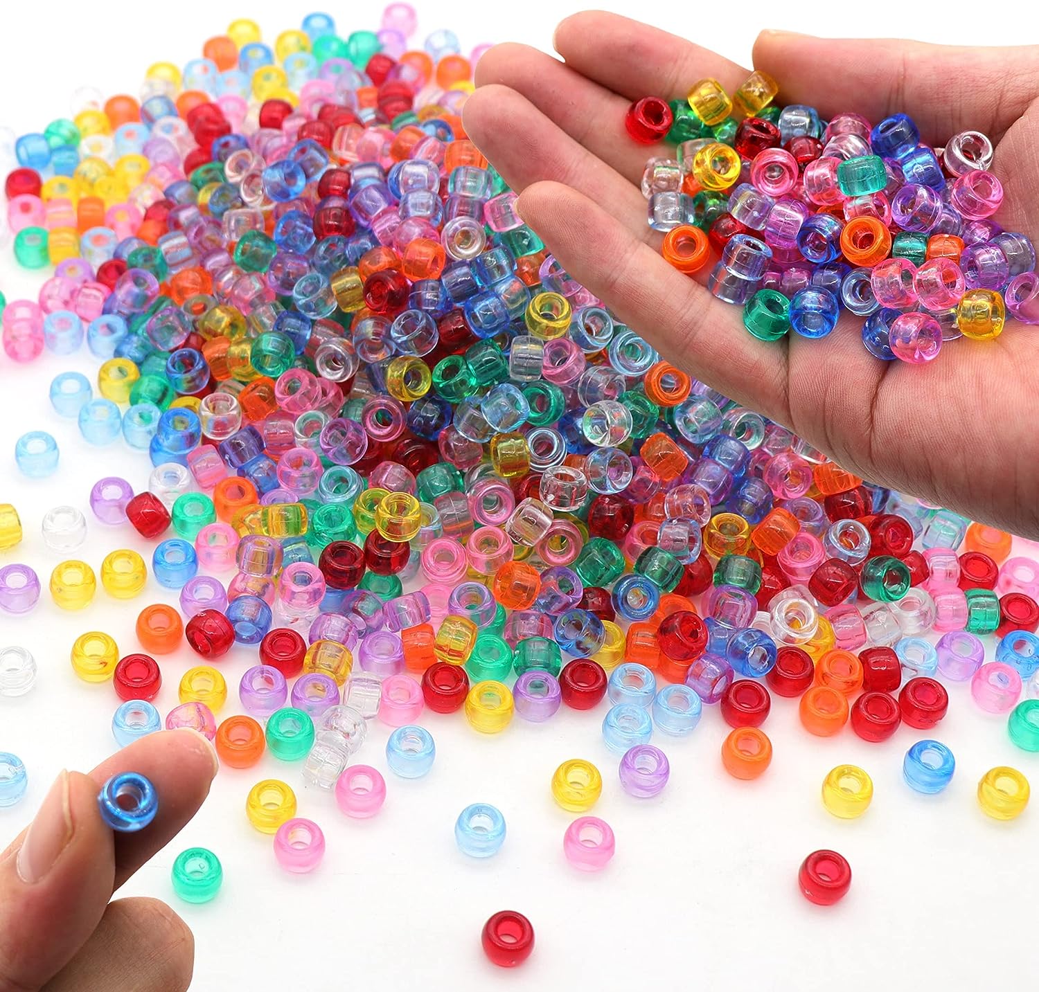 Kit de cuentas para trenzas de pelo para niños, 401 piezas, 9x6mm, con purpurina, 200 piezas, bandas de goma elásticas y 1 piezas, 200 unids/lote por bolsa