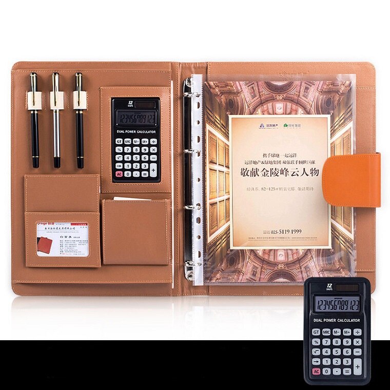 Multifunctionele map  a4 ,  pu-lederen documentenmappen met 4- ringen in briefformaat. voor documentenmappen van 8.5 x 11 inch.: Oranje