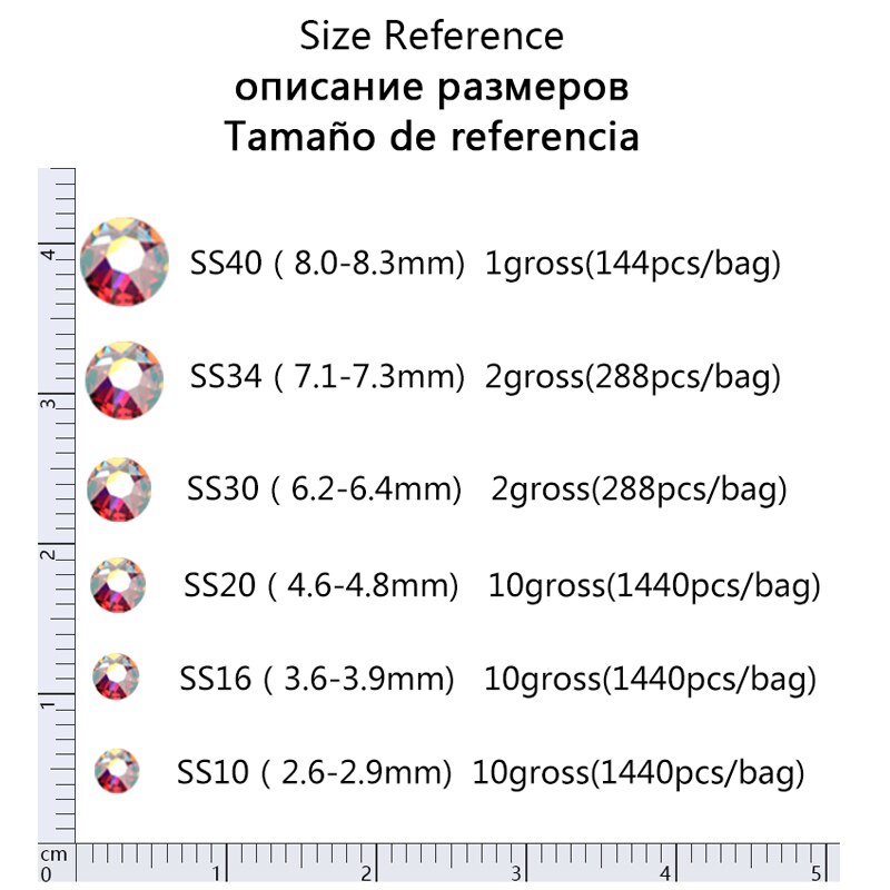 OLEEYA-diamantes de imitación para uñas F0242, 16 caras de Cristal AB, diamantes de imitación planos, sin adhesivo, 2088