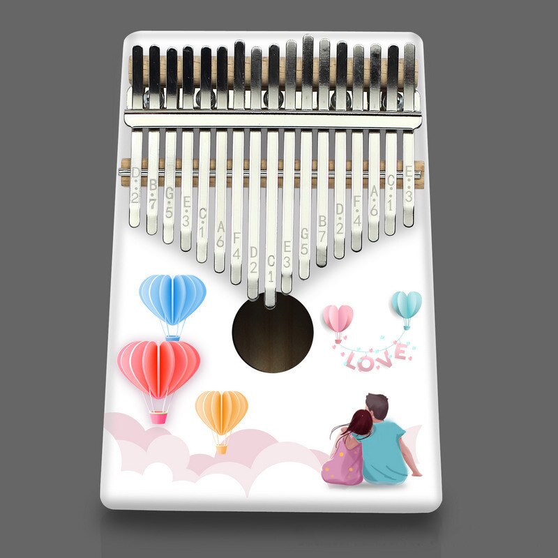 Piano Kalimba de 17 tonos para principiantes, instrumento Musical pintado en blanco, con sonido bonito y , Piano de caja de resonancia