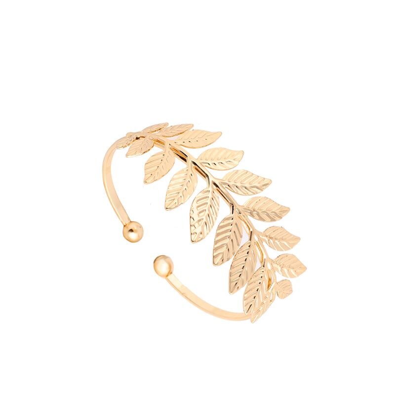 Hfarich Open Bangles Pulseiras Punk Leaves Cuff Bracelets &amp; Bangles for Women Jewelry Girl Mujer Pulseira Female: gold bangle