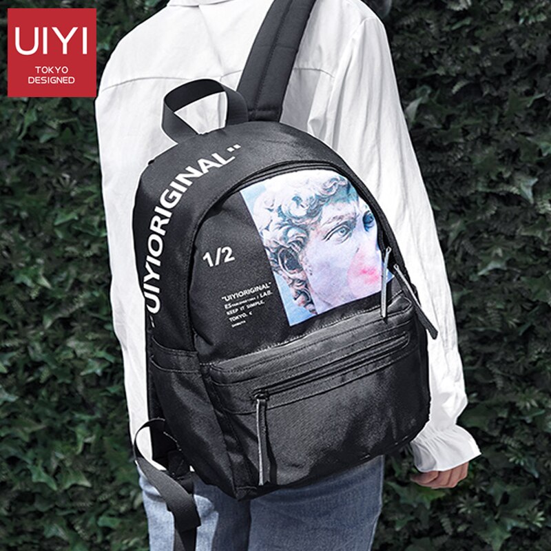 Uiyi koreansk taske trykt mænd rygsæk laptop rygsæk stor kapacitet skoletaske vandtæt rejsetaske kvinder rygsæk mænd