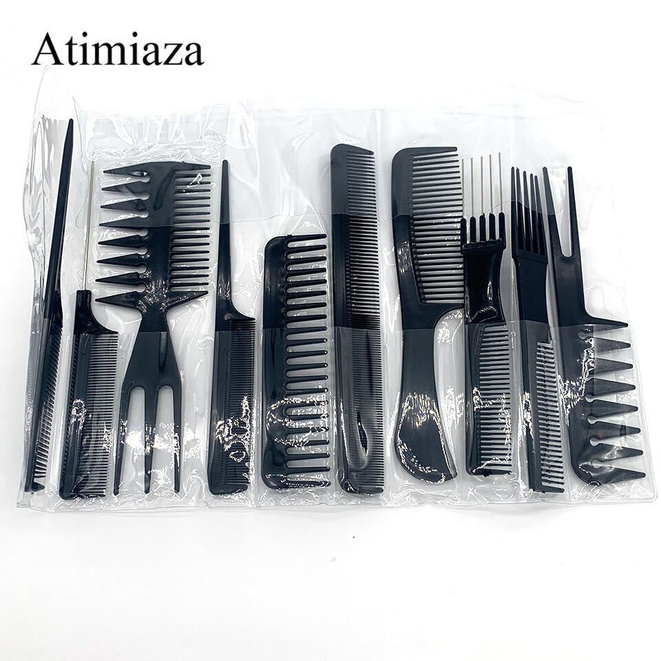 10 Pcs Hair Barber Styling Comb Set Hair Care Comb Anti Static Coarse Fine Toothed Tail Teasing Waves Pick Combs For All Hair