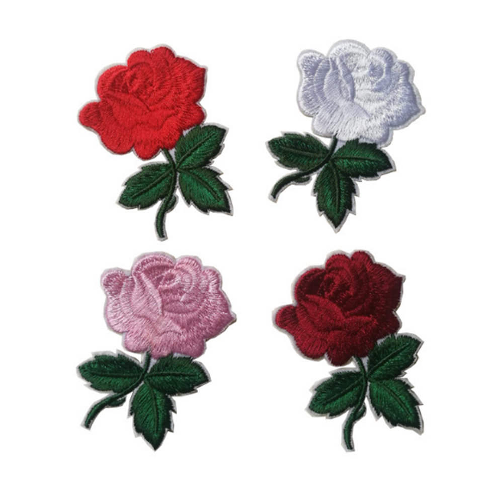 Leuke Kleurrijke Rose Applique Bloemen Patch Geborduurde Naaien op Kleding Tassen Handgemaakte DIY Craft Ornament Stof Sticker