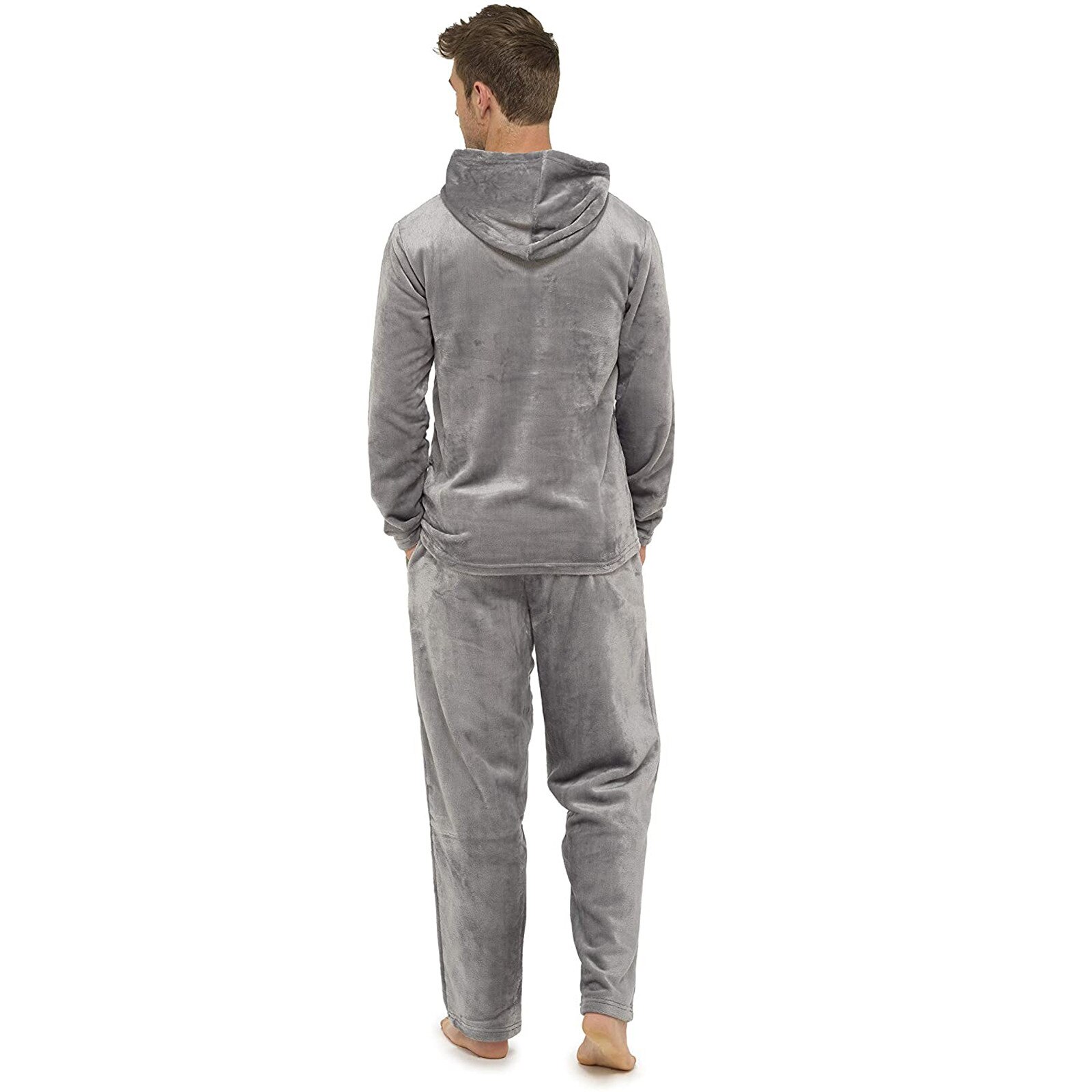 Pajama Sets Men Warm Solid Hooded Comfort Suede Sleepwear Home Daliy Pajamas Suit Sleepwear Lounge Homewear Home Clothes