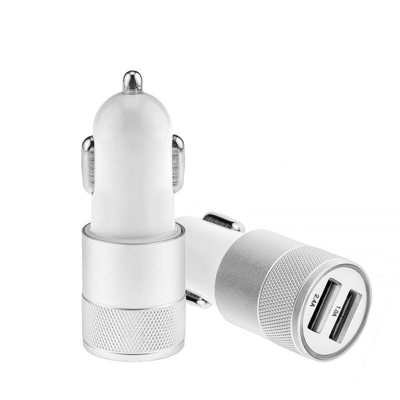 Car Charger Mini Dual USB 2-port Universal 2.1A Car-Charger 2 USB Port For Mobile Phone Charging Adapter Car-styling Auto: Silver