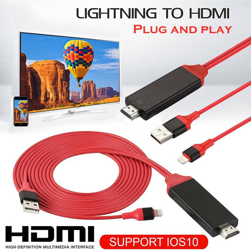 1080p 6ft 8 -benet apple interface til hdmi tv av adapter kabel til iphone 6 6s 7 8 plus x  r30