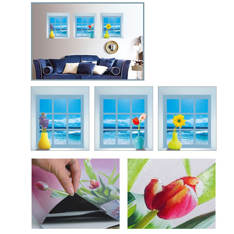 3 Pcs/Set 3D Wall Sticker Home Decoration Removable Flowers Vase Mural Art Decals Stickers For Living Room Bedroom Hogar XH8Z
