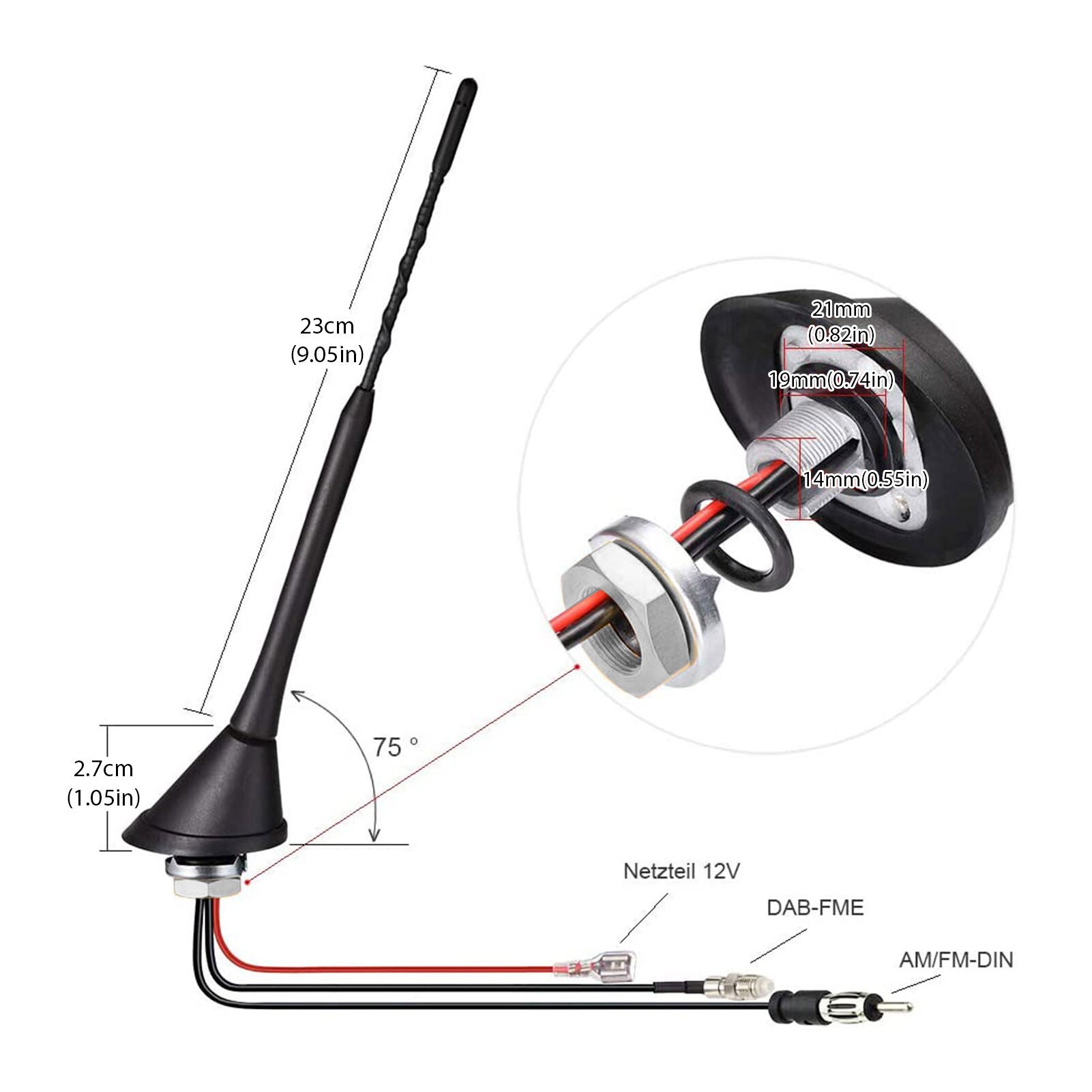 58X45X270Mm Top Dak Mount Digitale Dab Antenne Met Versterker Voor Dab Am/Fm Auto radio Antenne Antenne Smb Connector