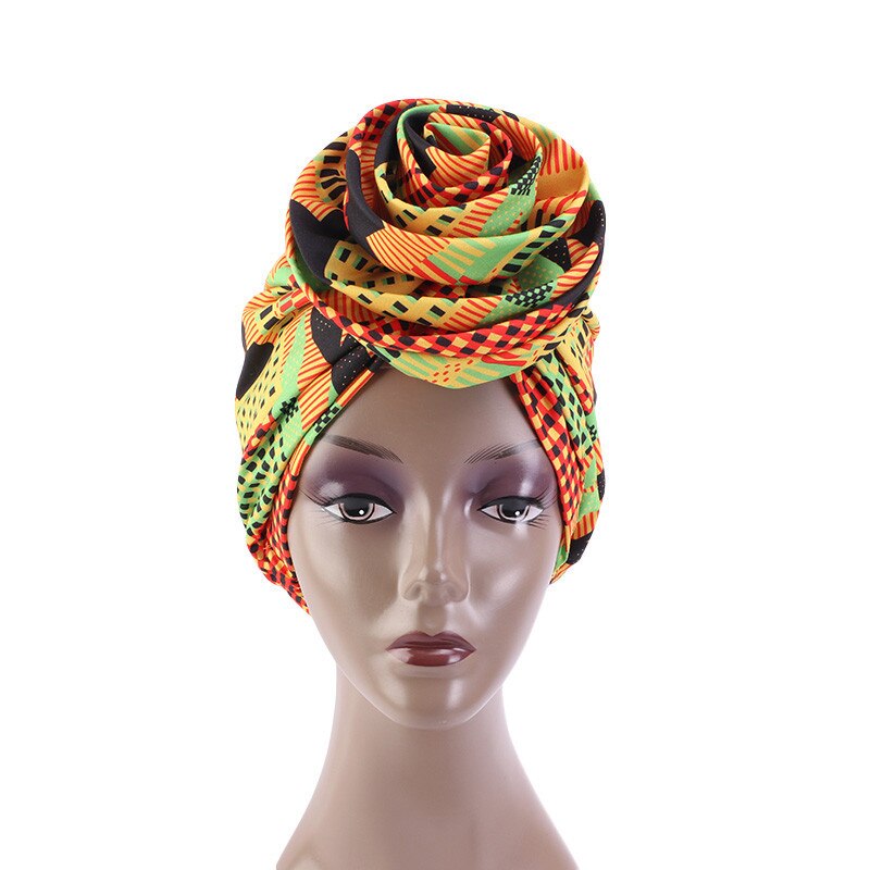 Bonnet Women African Floral Print Ankara Bonnet Hat Ladies Turban Big Flower Cap Head Scarf Beanies Wrap Indian