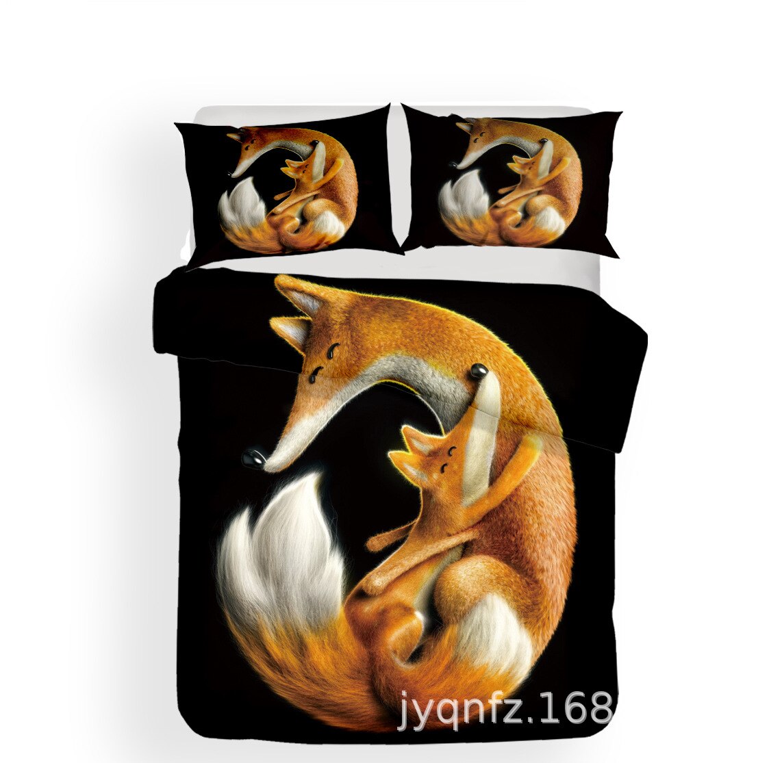 100% katoen kingsize Beddengoed Set 3D cartoon Vos Moeder kind dekbedovertrek set beddengoed met kussensloop bed set thuis textiel: AU Sing
