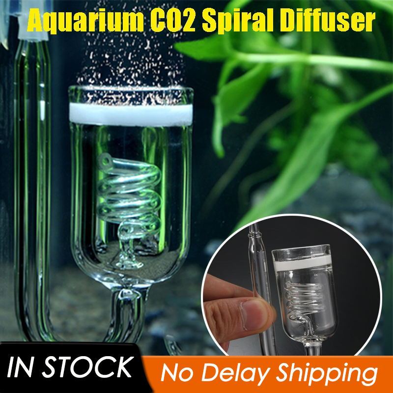 1 pc akvarier  co2 diffuser til 60 ~ 300l planter glastank forstøver  co2 forstøver spiral glasrør solenoide regulator