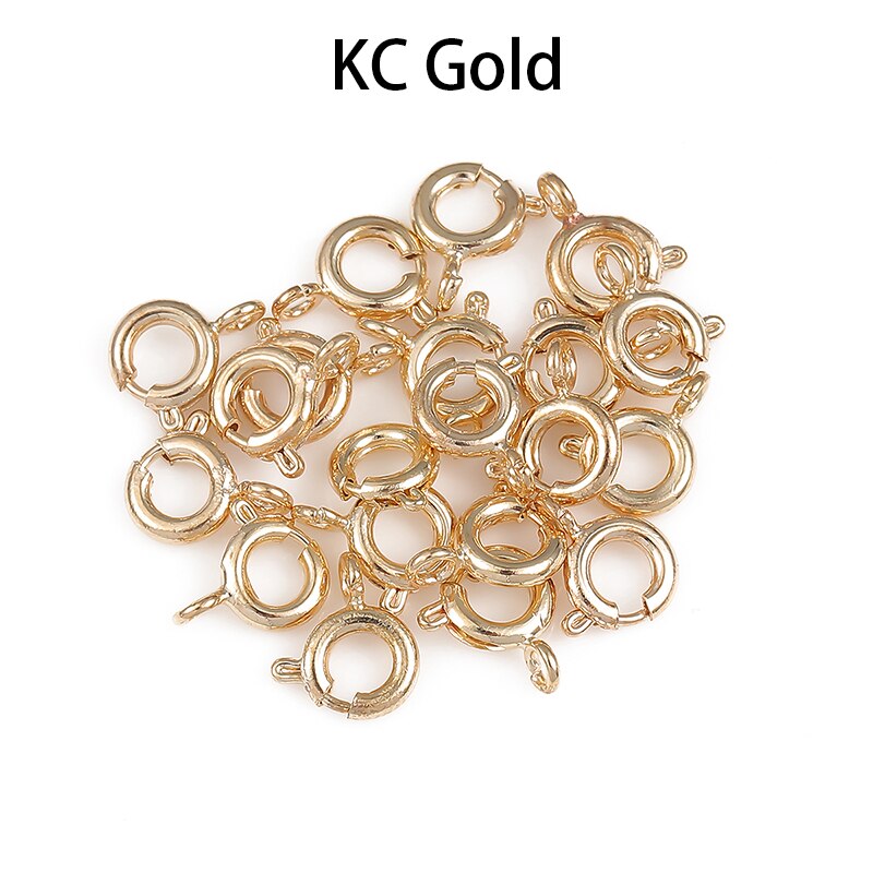 6Mm 10Pcs Gold Spring Ring Sluiting Met Open Jump Ring Sieraden Sluiting Voor Ketting Armband Connectors Sieraden maken: KC Gold