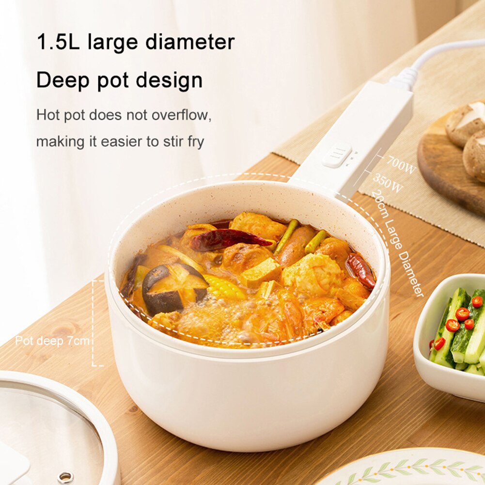 1.5L Electric Cooking Pot Home Dormitory Electric Cooker Steamer Pot Small Electric Pot for Cooking Noodles In Nonstick