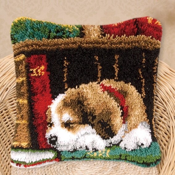 Foamiran Cat Latch Hook Kits Rug Canvas Cushion Pillowcase Latch Hook Embroidery Carpet Crocheting Unfinished ковровая вышивка: violet