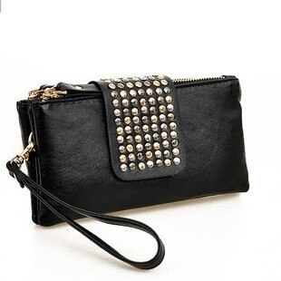 2022 Purse Fashionable Women &#39;s Long Wallet Covered Studded Clutch Bag Dinner Bag Large Capacity Shopping Clutch Coin Pocket: black