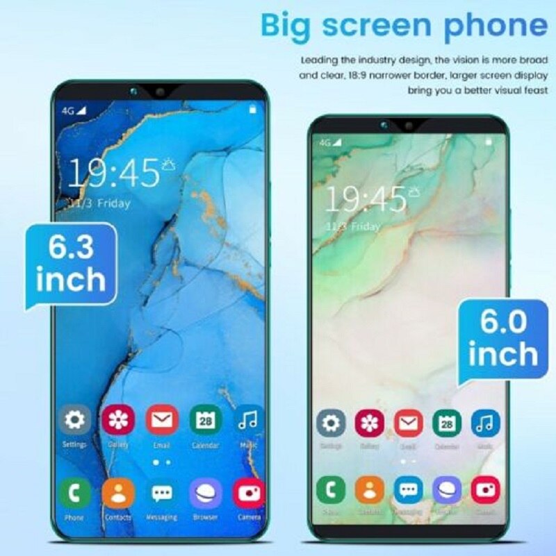 6.3 pouces Rino5 RAM 1GB + 8GB 2MP + 5MP ROM Smartphone Android double SIM téléphone portable