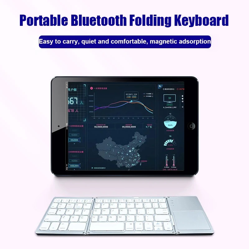 Draadloos opvouwbaar toetsenbord Bluetooth-toetsenbord met touchpad voor Windows Android IOS-telefoon Multifunctioneel minitoetsenbord met knop