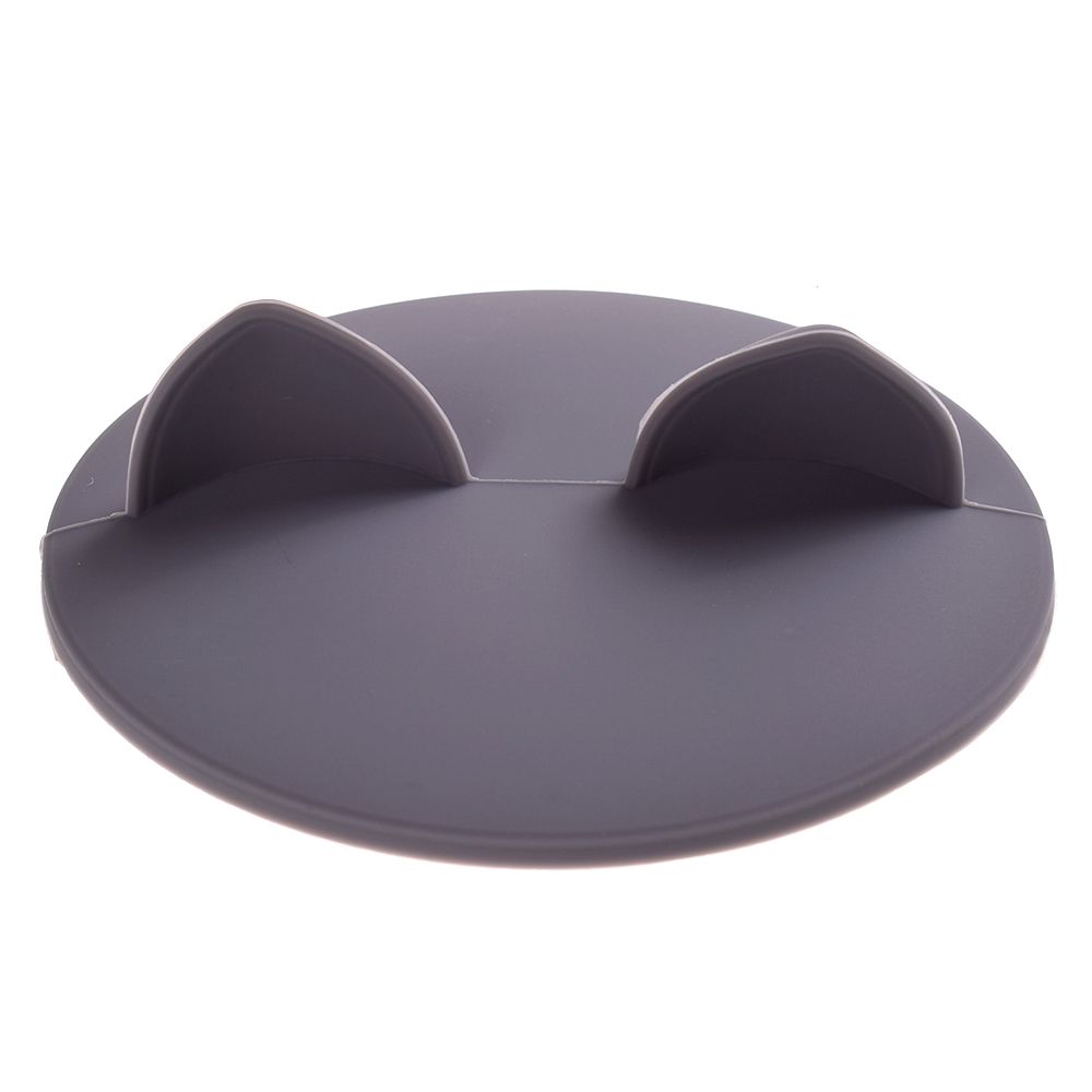 Cute Cat Ear Adorn Drinking Cup Lid FDA Silicone Leakproof Coffee Mug Airtight Sealed Cup Cover Anti-dust Bowl Cover: Light Grey