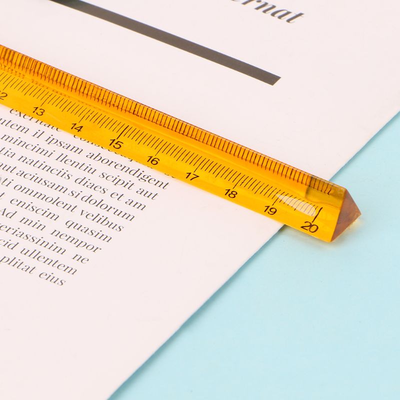 20cm Beautiful Transparent Crystal Triangular Ruler Measuring Scale Tools for School Students for Kids