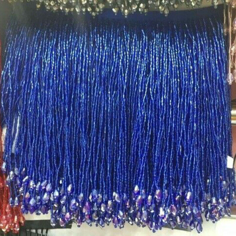 1 Yard Bling Sparkle Kralen Fringe Trim 15 cm Charm Kwastje Fringe Zware Kralen Glazen Buis trimmen DIY Jurk kostuum: S / Andere Kleur