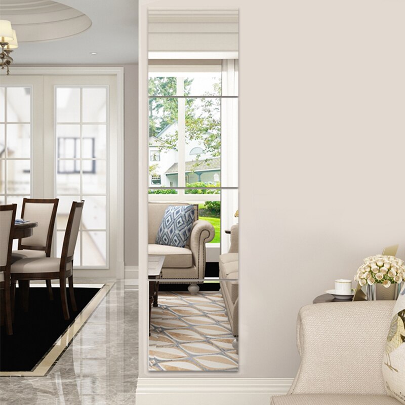 16pcs 15cm*15cm Square Adhesive Mirror Stickers Mirror Effect Tile Wall Sticker Decals For Home Bathroom Wall Decoration