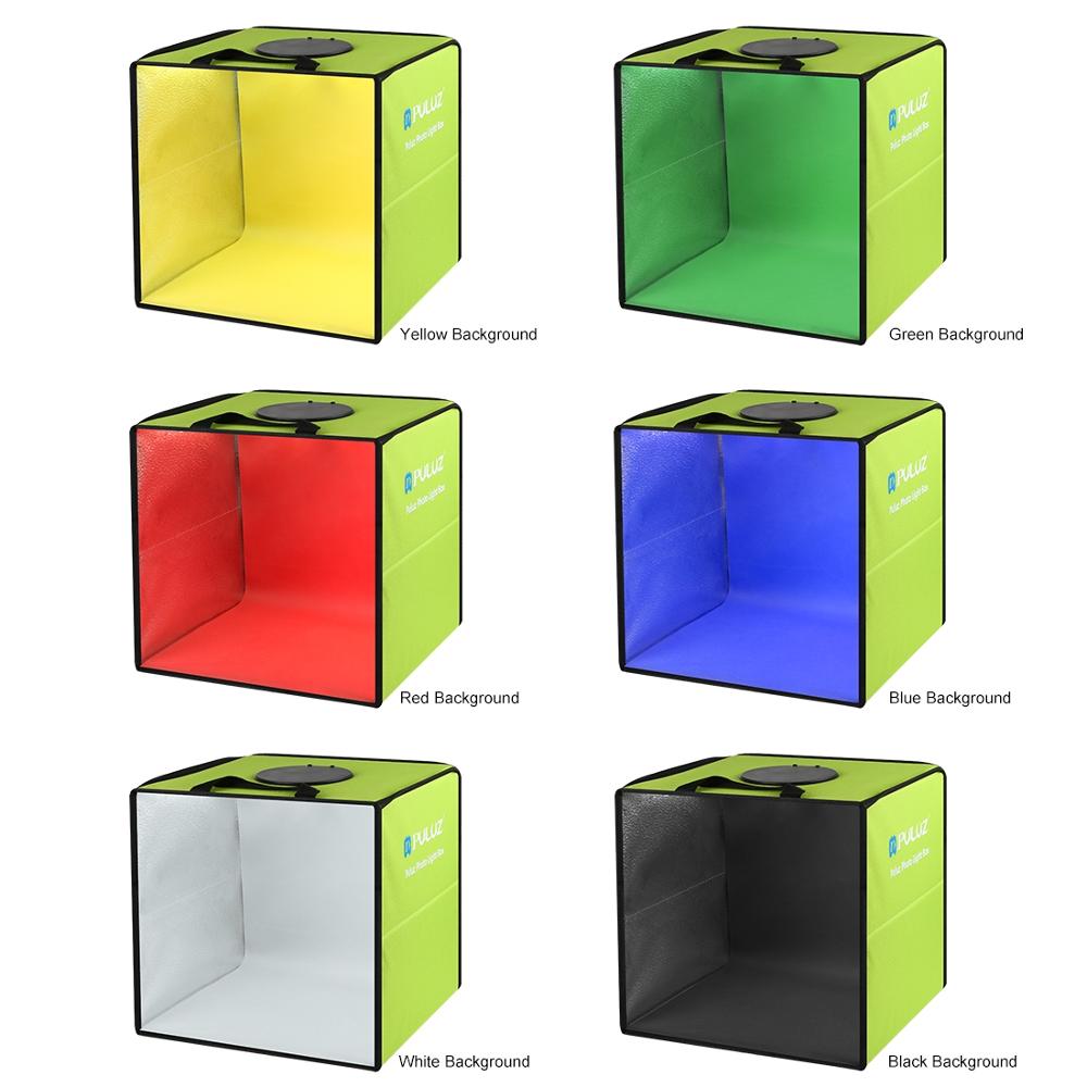 Puluz 30cm foldbar bærbar ringlys fotobelysning studie bordplade skydetelt boks kit 6 baggrunde 3 farve led lys grøn