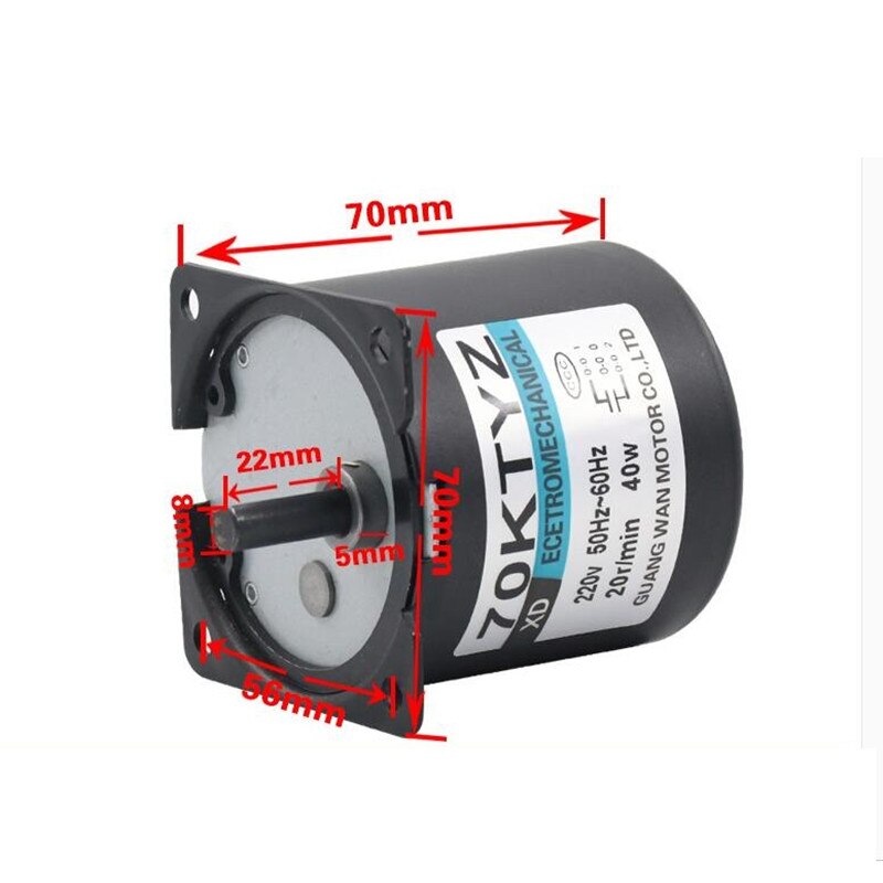 220V AC 40W low speed geared motor 70KTYZ permanent magnet synchronous motor adjustable direction High Torque Low Noise motor
