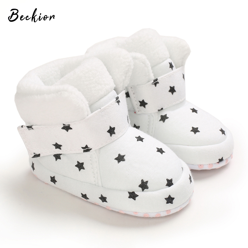 Beckior Baby Winter Leuke Schoenen Meisjes Lopen Laarzen Jongens Ster Enkel Schoenen Peuters Comfort Soft Pasgeborenen Warme Gebreide Booties