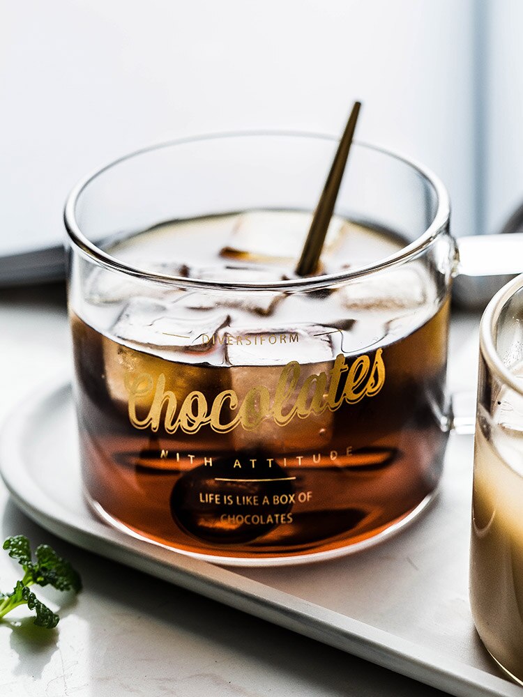 glass kopper og krus gjennomsiktig kaffekopp te kopper ølglass håndtert varmebestandig eksplosjonssikker drikkevare